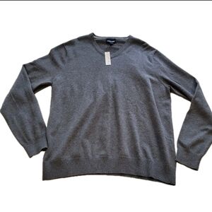Land's End Men's XL Grey Supima Cotton Sweater V Neck Casual Classic